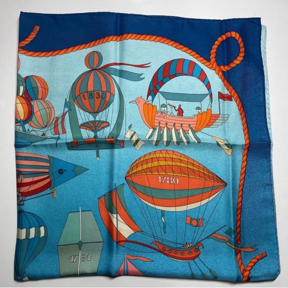 HERMES Les Folies Du Ciel Silk Scarf Carre 90 - Picture 7 of 17